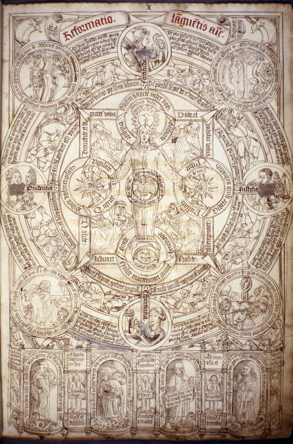Der Christuskörper als allegorisch-theologisches System (Joos van der Hecke, 16. Jhdt., MS. Douce 373)